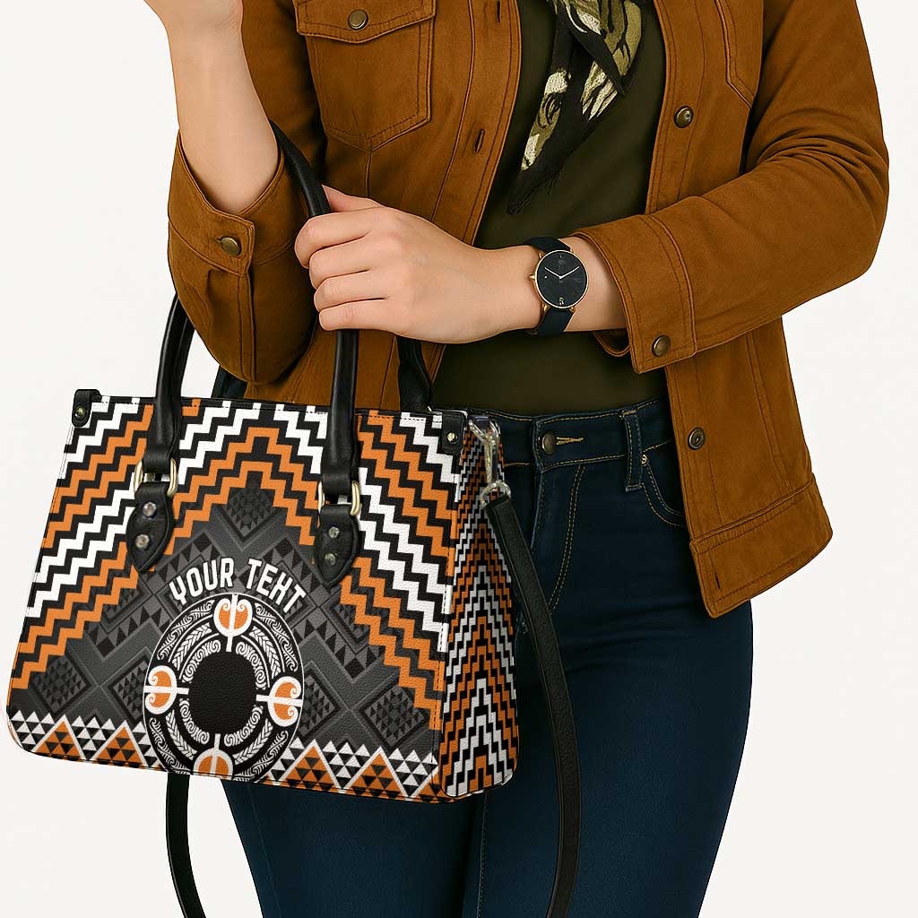 Personalised Aotearoa Niho Taniwha Motif Leather Bag Gold Style - Polynesian Pride