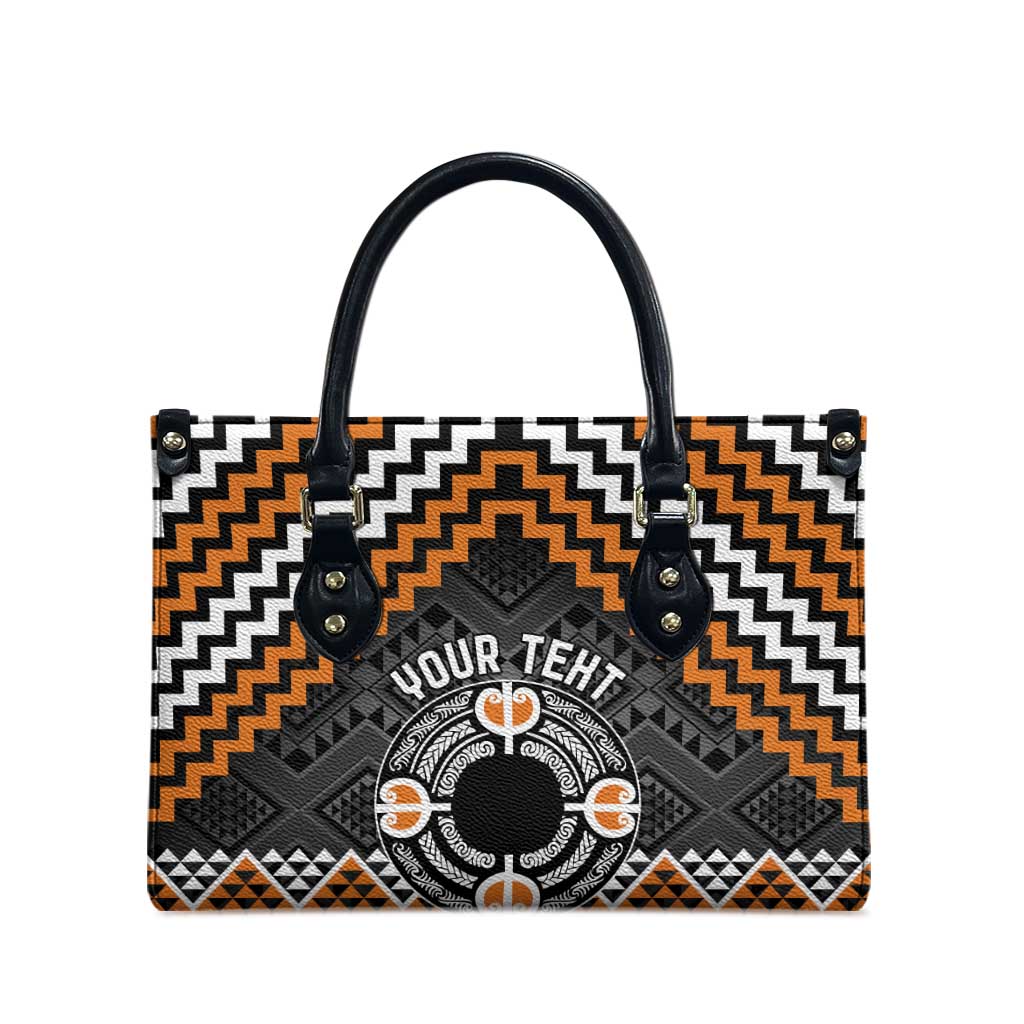 Personalised Aotearoa Niho Taniwha Motif Leather Bag Gold Style - Polynesian Pride
