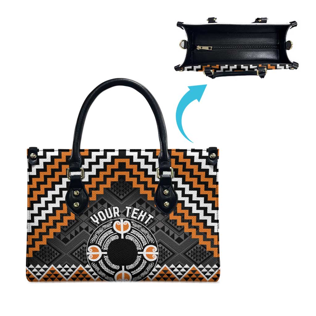 Personalised Aotearoa Niho Taniwha Motif Leather Bag Gold Style - Polynesian Pride