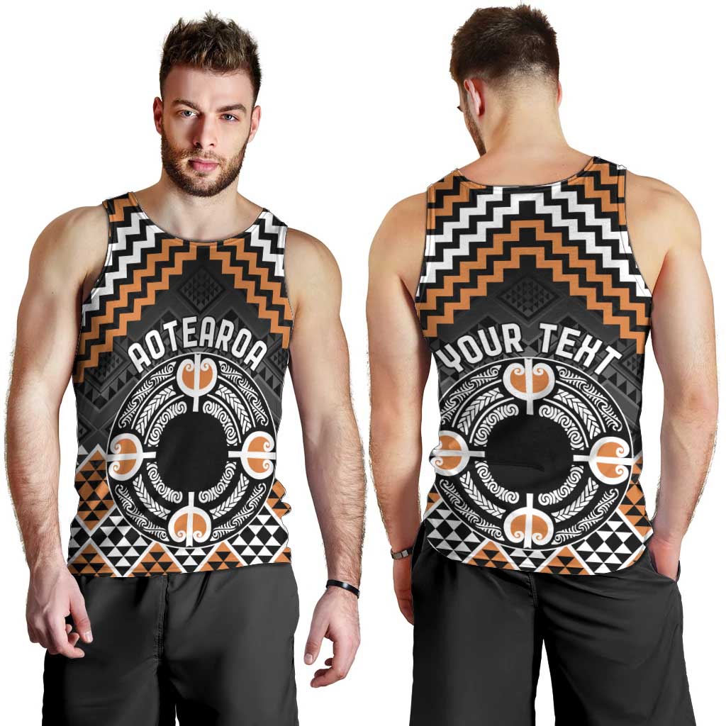 Personalised Aotearoa Niho Taniwha Motif Men Tank Top Gold Style