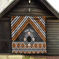 Personalised Aotearoa Niho Taniwha Motif Quilt Gold Style
