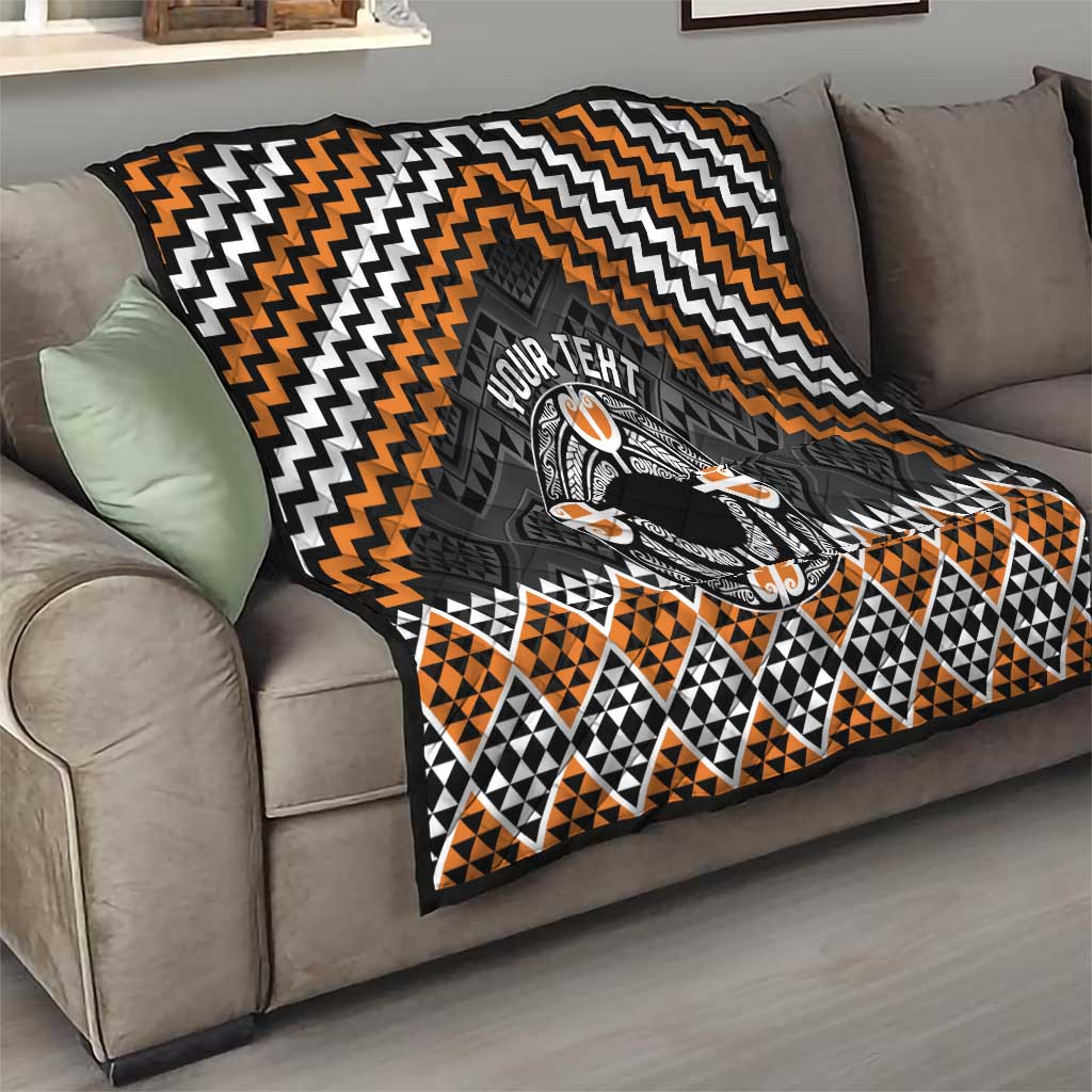 Personalised Aotearoa Niho Taniwha Motif Quilt Gold Style