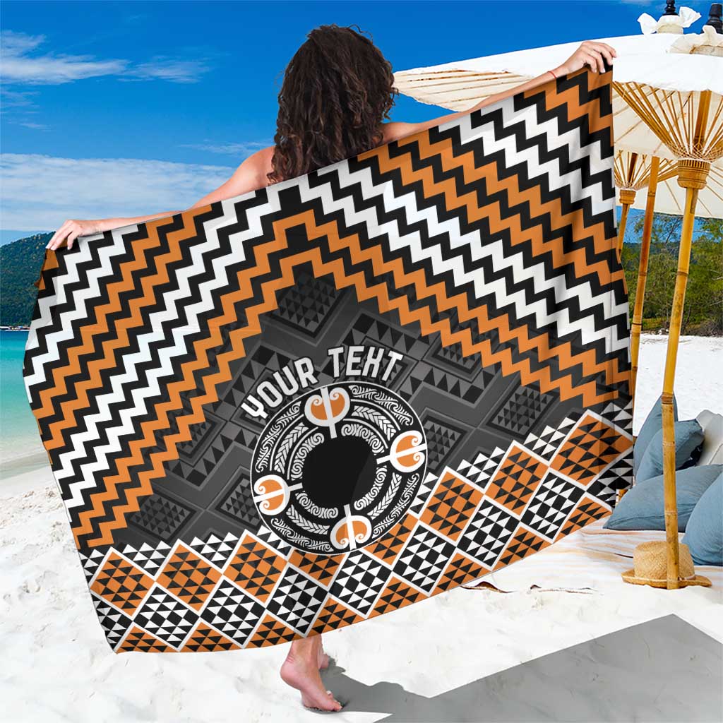 Personalised Aotearoa Niho Taniwha Motif Sarong Gold Style LT9 One Size 44 x 66 inches Gold - Polynesian Pride