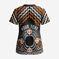 Personalised Aotearoa Niho Taniwha Motif Scrub Top Gold Style - Polynesian Pride