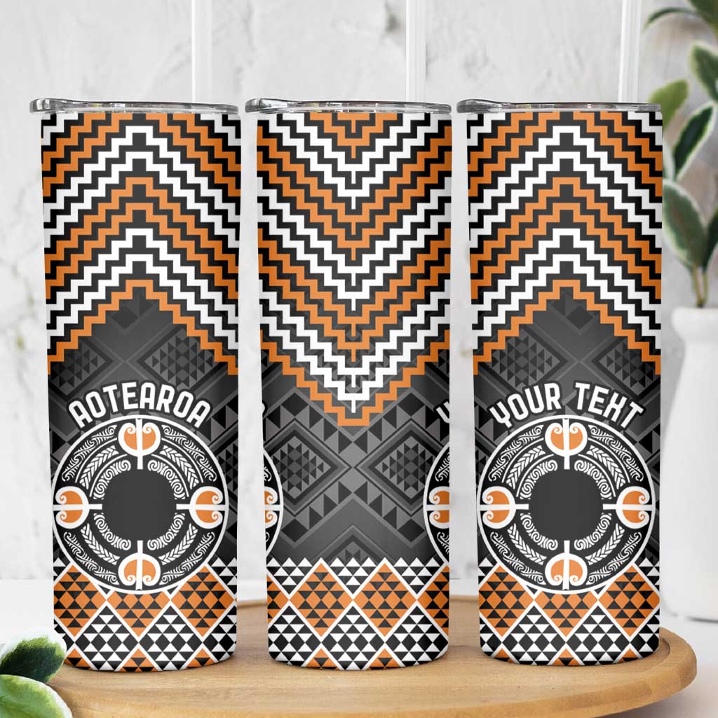 Personalised Aotearoa Niho Taniwha Motif Skinny Tumbler Gold Style