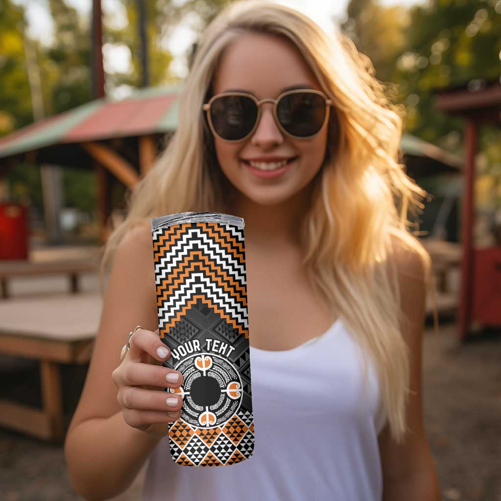 Personalised Aotearoa Niho Taniwha Motif Skinny Tumbler Gold Style