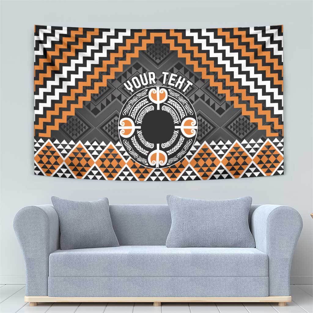 Personalised Aotearoa Niho Taniwha Motif Tapestry Gold Style