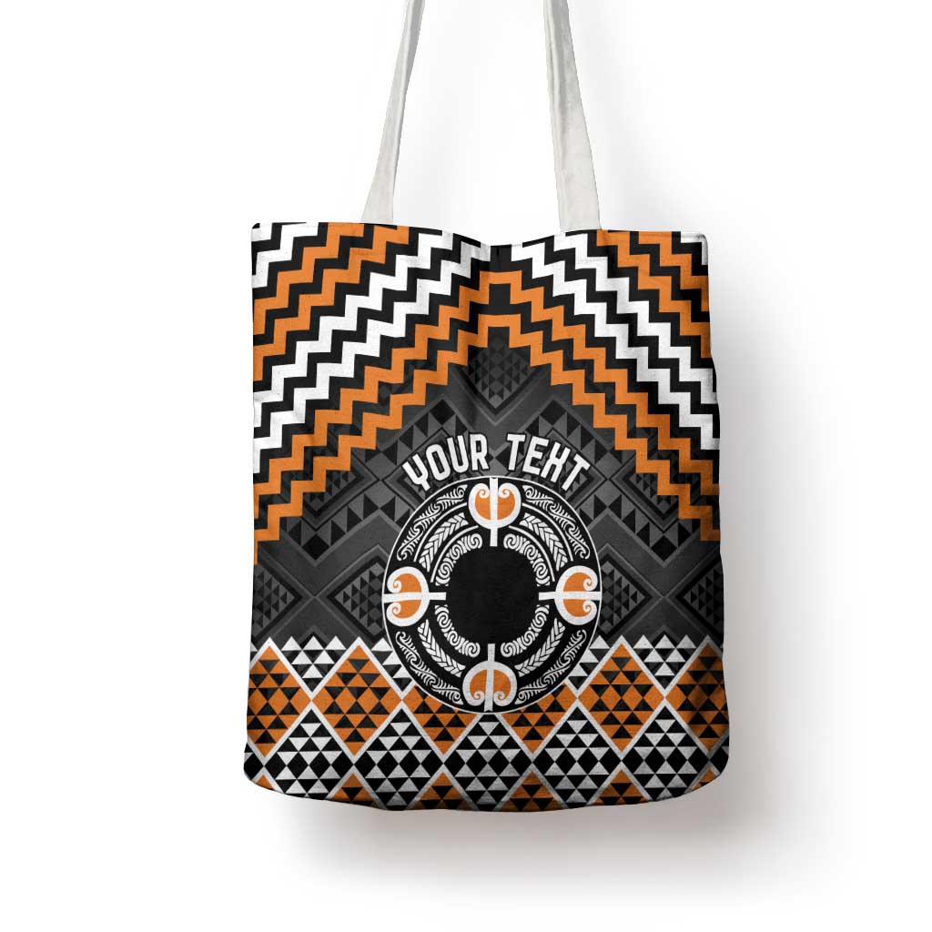 Personalised Aotearoa Niho Taniwha Motif Tote Bag Gold Style LT9 - Polynesian Pride
