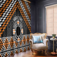 Personalised Aotearoa Niho Taniwha Motif Window Curtain Gold Style