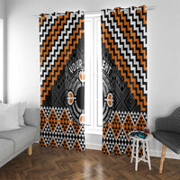 Personalised Aotearoa Niho Taniwha Motif Window Curtain Gold Style