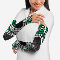 Personalised Aotearoa Niho Taniwha Motif Arm Sleeves Green Style - Polynesian Pride