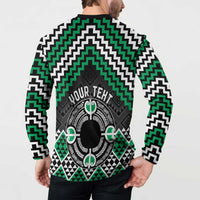 Personalised Aotearoa Niho Taniwha Motif Button Sweatshirt Green Style
