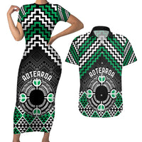 Personalised Aotearoa Niho Taniwha Motif Couples Matching Short Sleeve Bodycon Dress and Hawaiian Shirt Green Style LT9 Green - Polynesian Pride