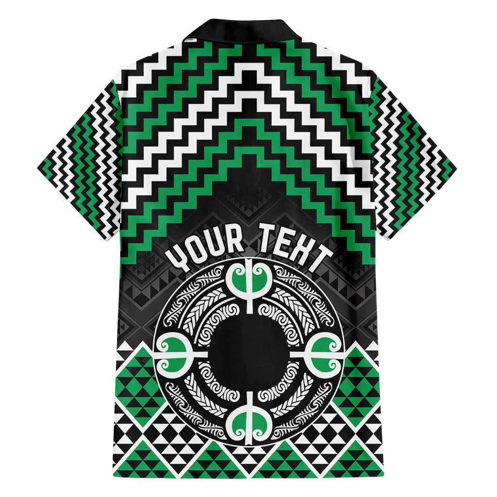 Personalised Aotearoa Niho Taniwha Motif Family Matching Long Sleeve Bodycon Dress and Hawaiian Shirt Green Style LT9 - Polynesian Pride