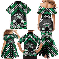 Personalised Aotearoa Niho Taniwha Motif Family Matching Mermaid Dress and Hawaiian Shirt Green Style LT9 - Polynesian Pride