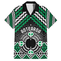 Personalised Aotearoa Niho Taniwha Motif Family Matching Puletasi and Hawaiian Shirt Green Style LT9 Dad's Shirt - Short Sleeve Green - Polynesian Pride