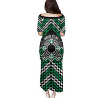 Personalised Aotearoa Niho Taniwha Motif Family Matching Puletasi and Hawaiian Shirt Green Style LT9 - Polynesian Pride
