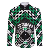 Personalised Aotearoa Niho Taniwha Motif Family Matching Short Sleeve Bodycon Dress and Hawaiian Shirt Green Style LT9 Dad's Shirt - Long Sleeve Green - Polynesian Pride
