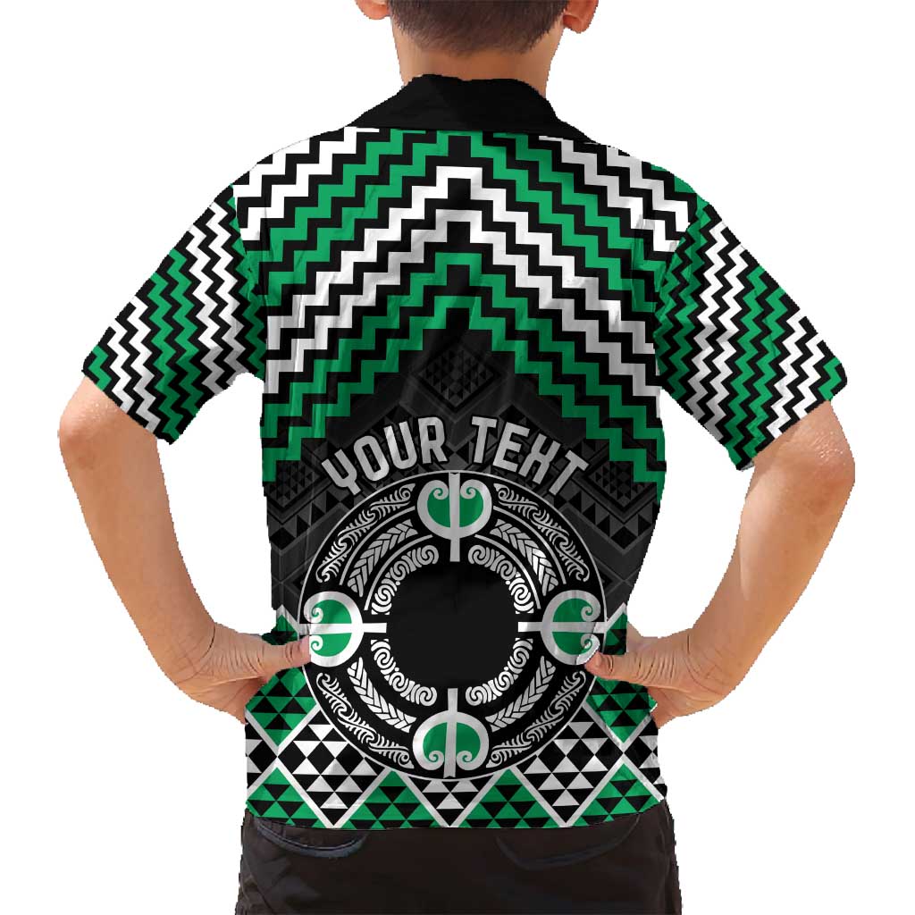 Personalised Aotearoa Niho Taniwha Motif Family Matching Summer Maxi Dress and Hawaiian Shirt Green Style LT9 - Polynesian Pride
