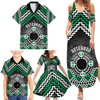 Personalised Aotearoa Niho Taniwha Motif Family Matching Summer Maxi Dress and Hawaiian Shirt Green Style LT9 - Polynesian Pride
