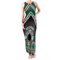 Personalised Aotearoa Niho Taniwha Motif Family Matching Tank Maxi Dress and Hawaiian Shirt Green Style LT9 Mom's Dress Green - Polynesian Pride