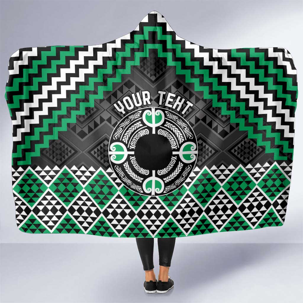 Personalised Aotearoa Niho Taniwha Motif Hooded Blanket Green Style LT9 One Size Green - Polynesian Pride