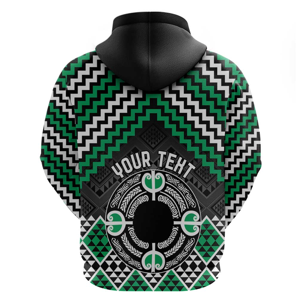 Personalised Aotearoa Niho Taniwha Motif Hoodie Green Style LT9 - Polynesian Pride