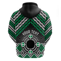 Personalised Aotearoa Niho Taniwha Motif Hoodie Green Style LT9 - Polynesian Pride