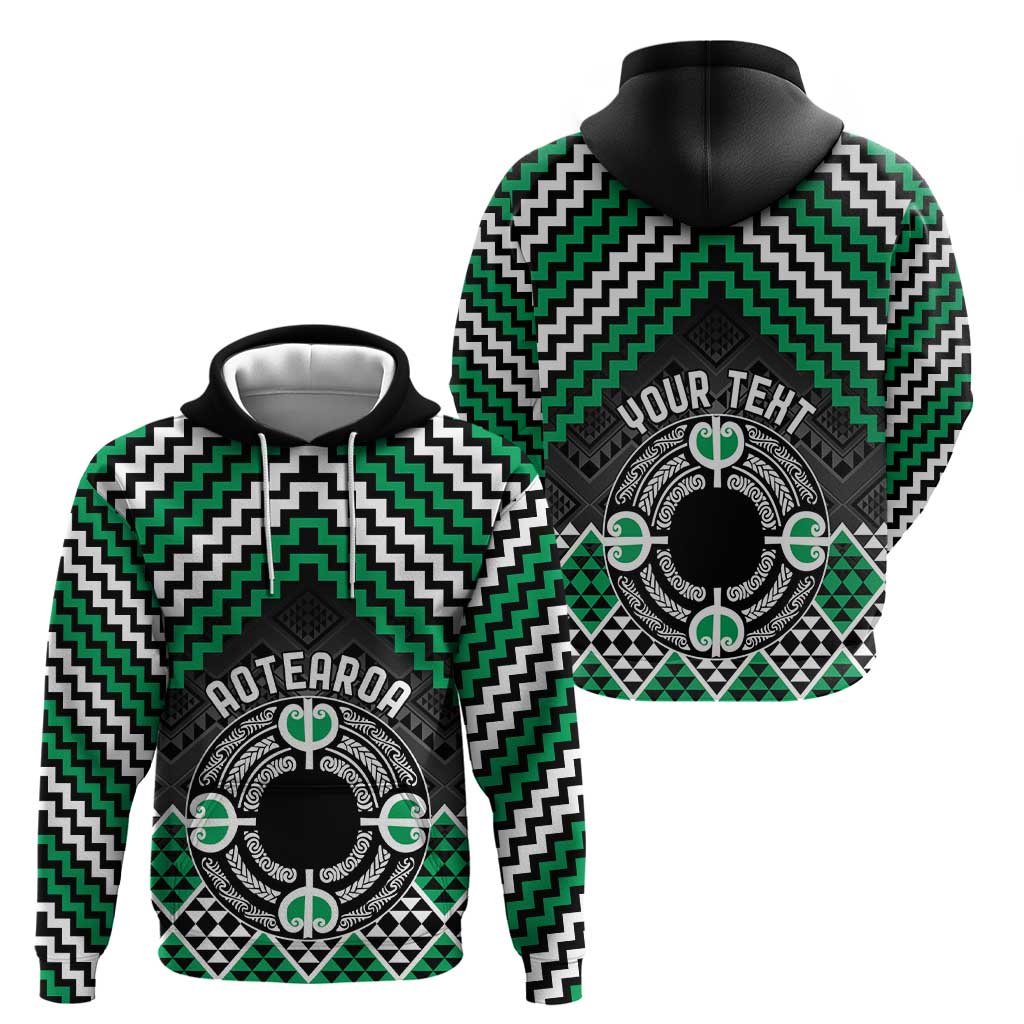 Personalised Aotearoa Niho Taniwha Motif Hoodie Green Style LT9 - Polynesian Pride