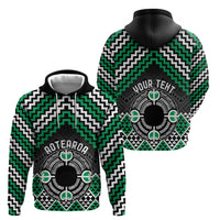 Personalised Aotearoa Niho Taniwha Motif Hoodie Green Style LT9 - Polynesian Pride
