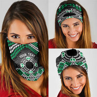 Personalised Aotearoa Niho Taniwha Motif Neck Gaiter Green Style - Polynesian Pride