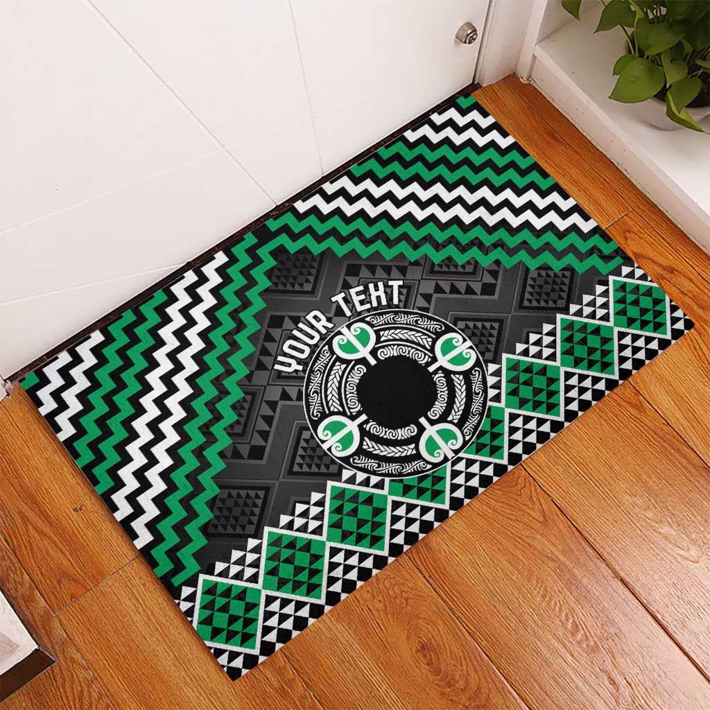Personalised Aotearoa Niho Taniwha Motif Rubber Doormat Green Style