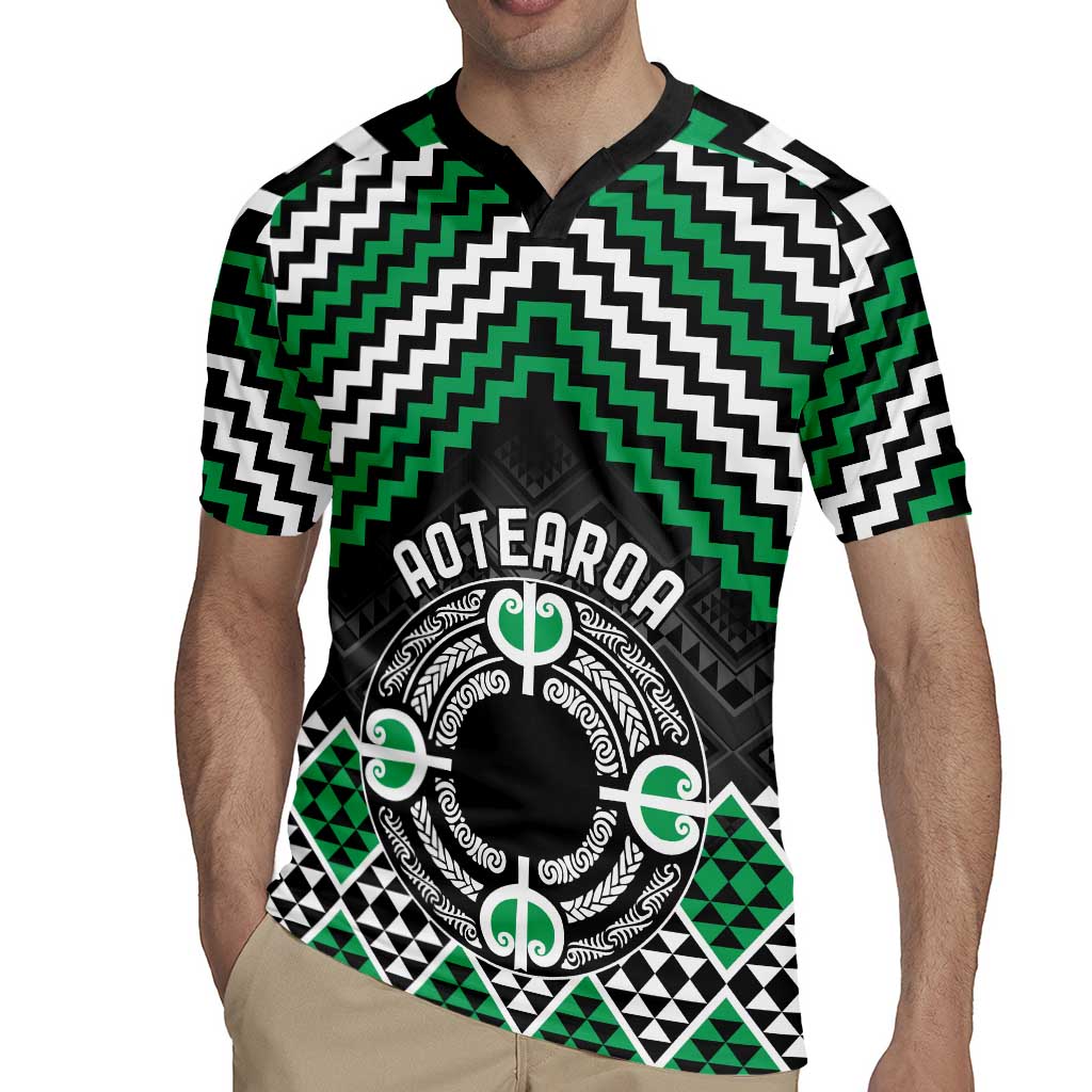 Personalised Aotearoa Niho Taniwha Motif Rugby Jersey Green Style LT9 - Polynesian Pride