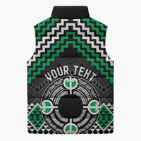 Personalised Aotearoa Niho Taniwha Motif Sleeveless Puffer Jacket Green Style - Polynesian Pride