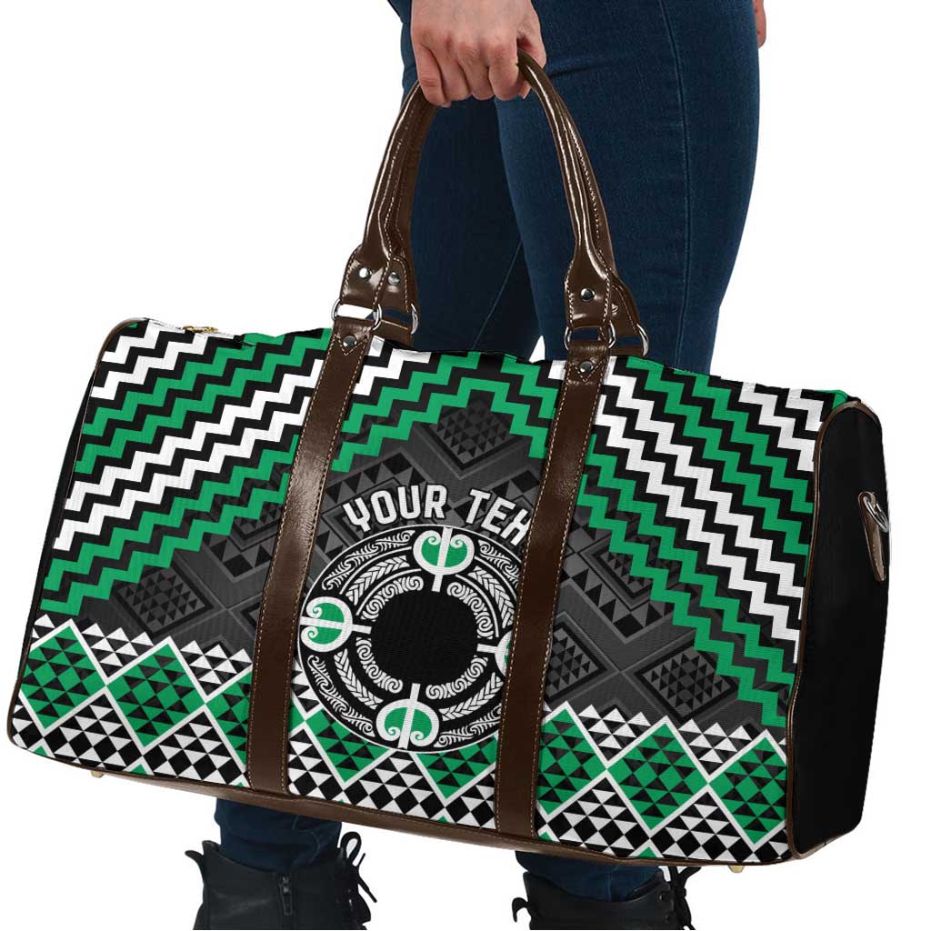Personalised Aotearoa Niho Taniwha Motif Travel Bag Green Style LT9 - Polynesian Pride