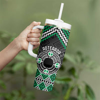 Personalised Aotearoa Niho Taniwha Motif Tumbler With Handle Green Style LT9 - Polynesian Pride