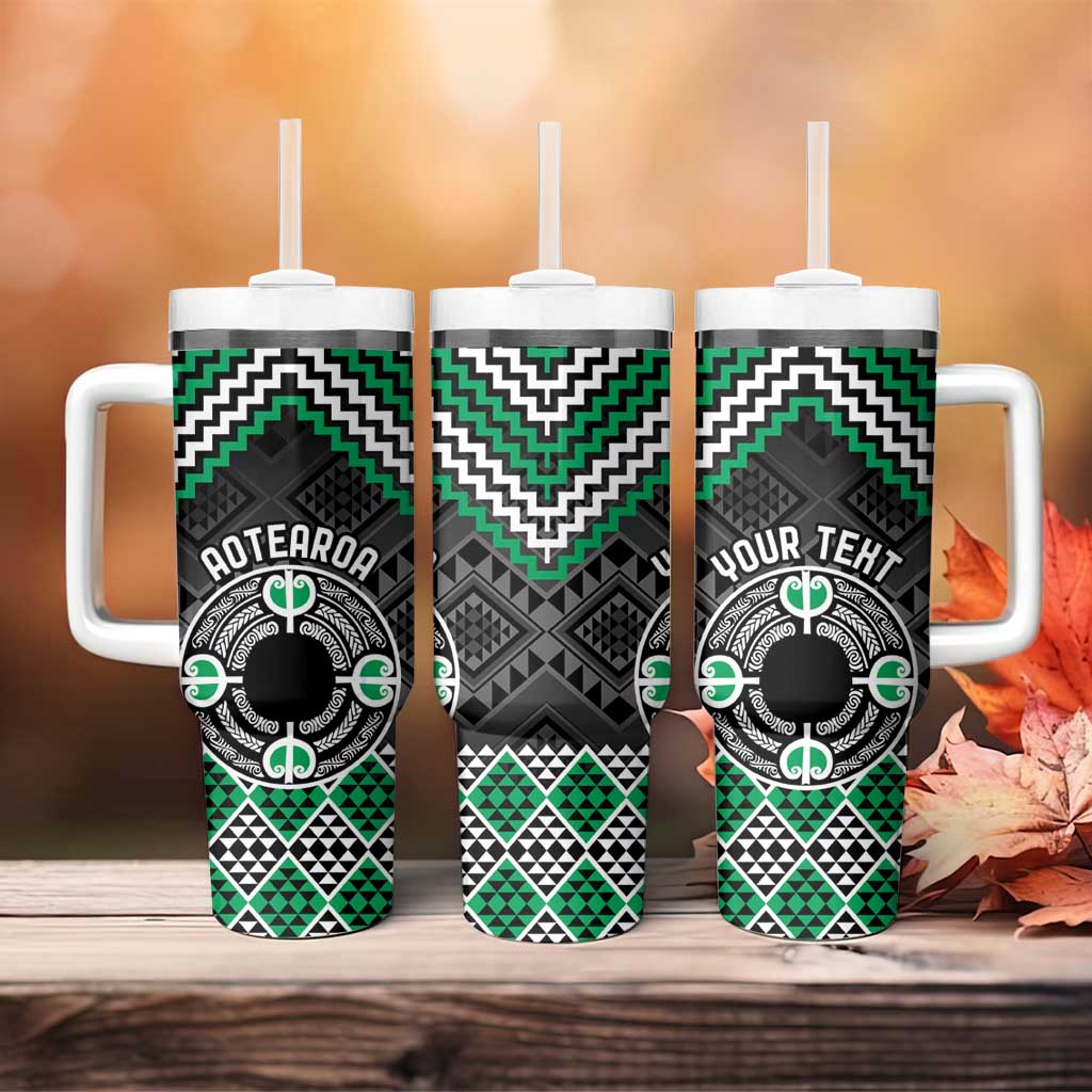 Personalised Aotearoa Niho Taniwha Motif Tumbler With Handle Green Style LT9 - Polynesian Pride