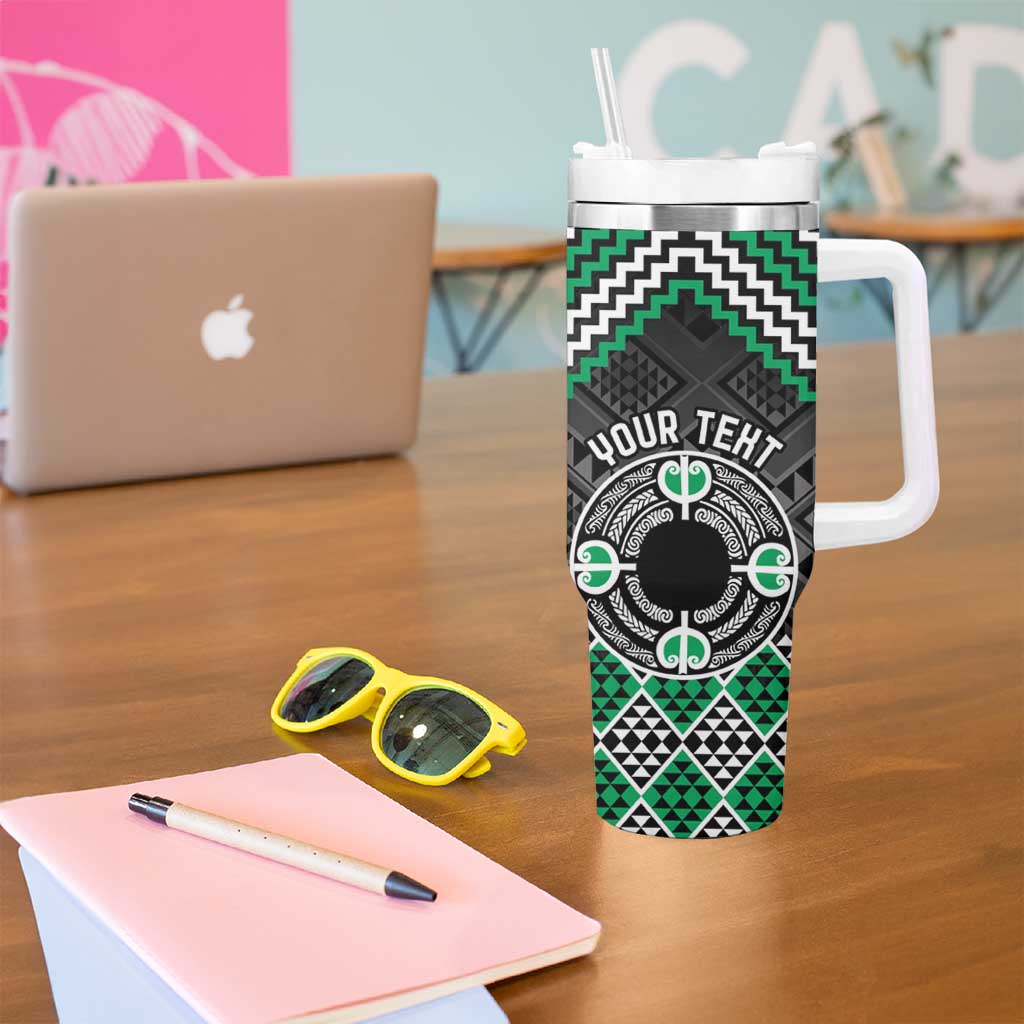 Personalised Aotearoa Niho Taniwha Motif Tumbler With Handle Green Style LT9 - Polynesian Pride