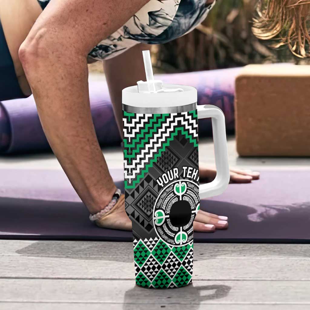 Personalised Aotearoa Niho Taniwha Motif Tumbler With Handle Green Style LT9 - Polynesian Pride