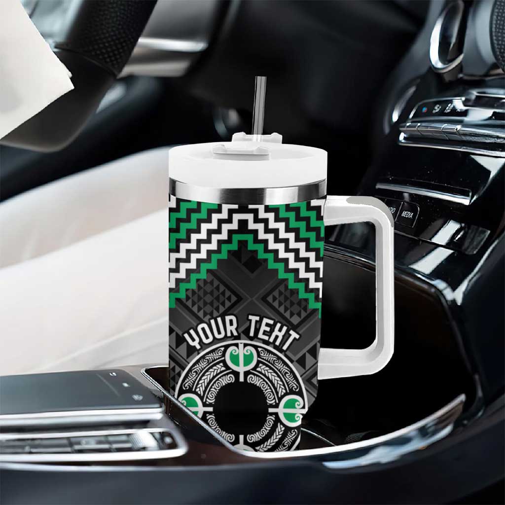 Personalised Aotearoa Niho Taniwha Motif Tumbler With Handle Green Style LT9 - Polynesian Pride