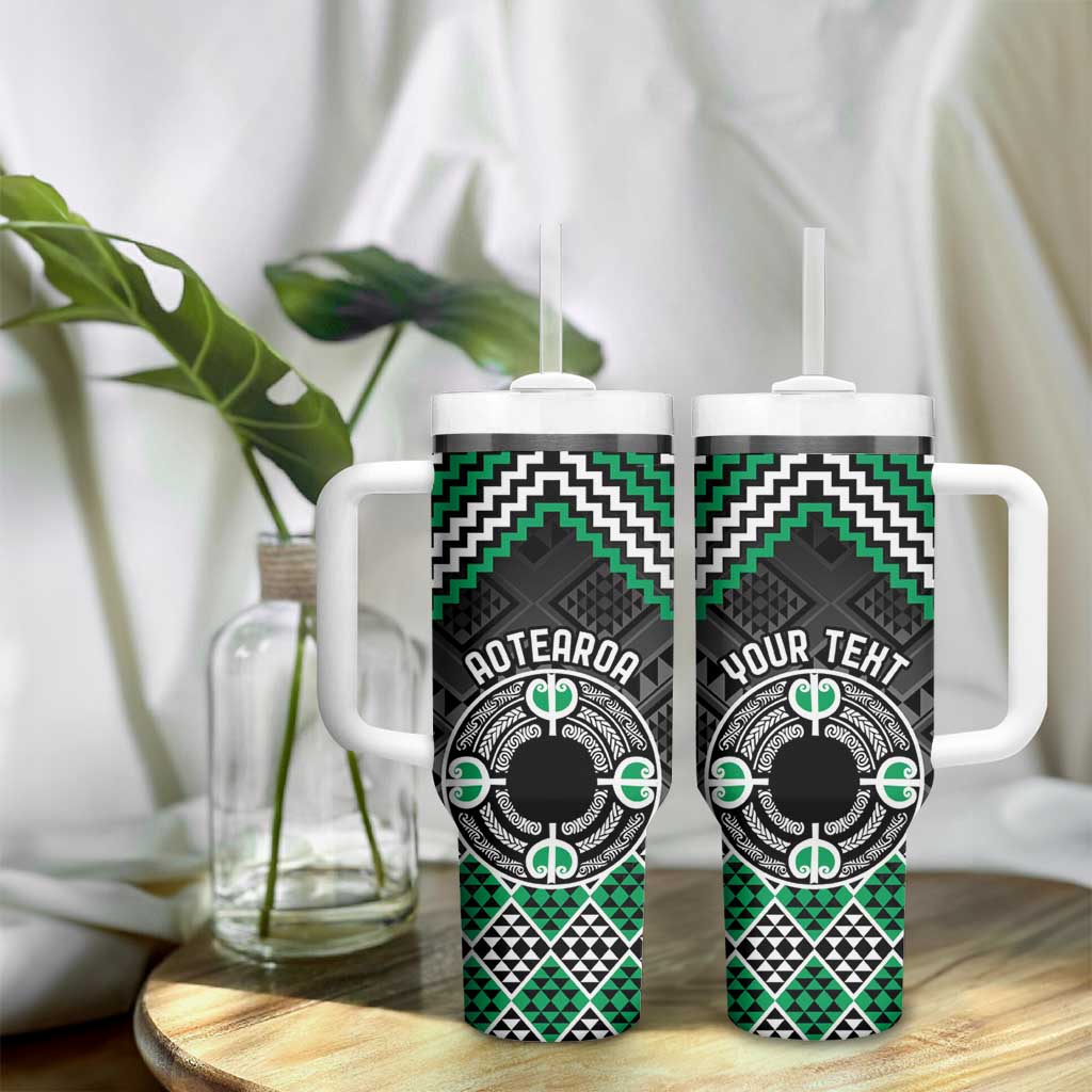 Personalised Aotearoa Niho Taniwha Motif Tumbler With Handle Green Style LT9 - Polynesian Pride