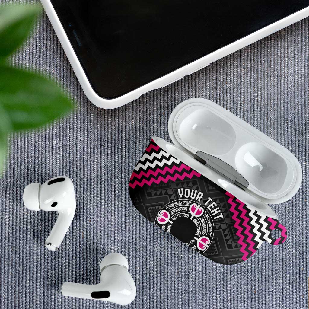 Personalised Aotearoa Niho Taniwha Motif AirPods Case Pink Style LT9 - Polynesian Pride