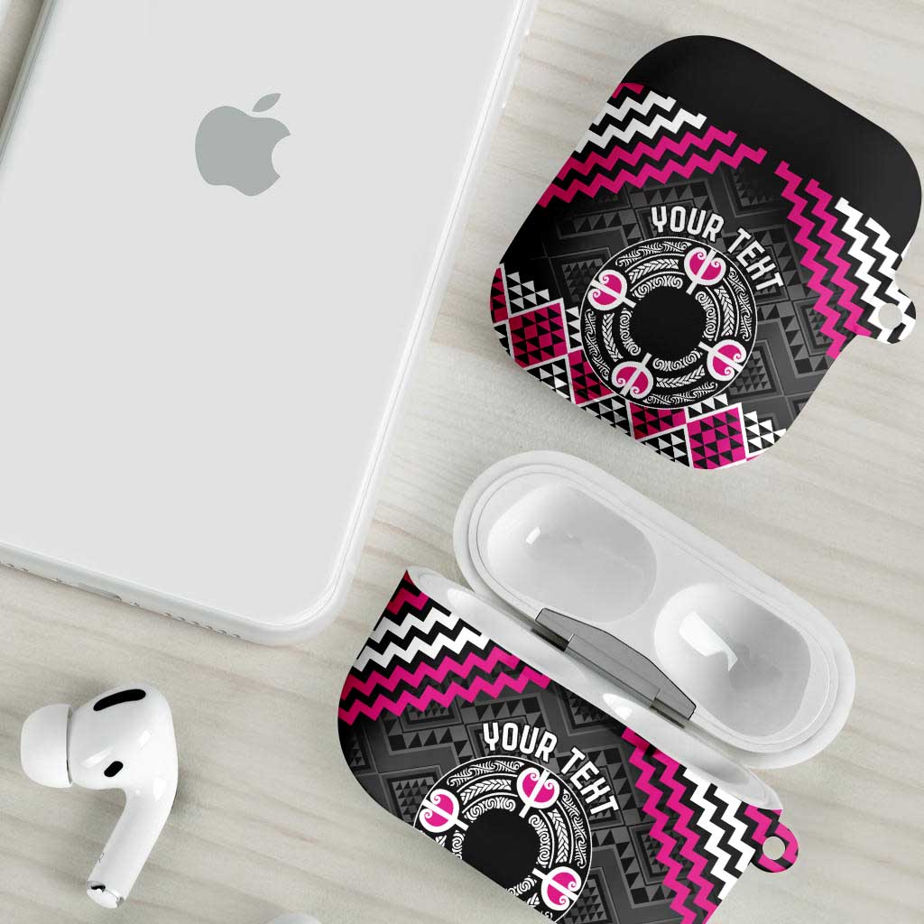 Personalised Aotearoa Niho Taniwha Motif AirPods Case Pink Style LT9 - Polynesian Pride