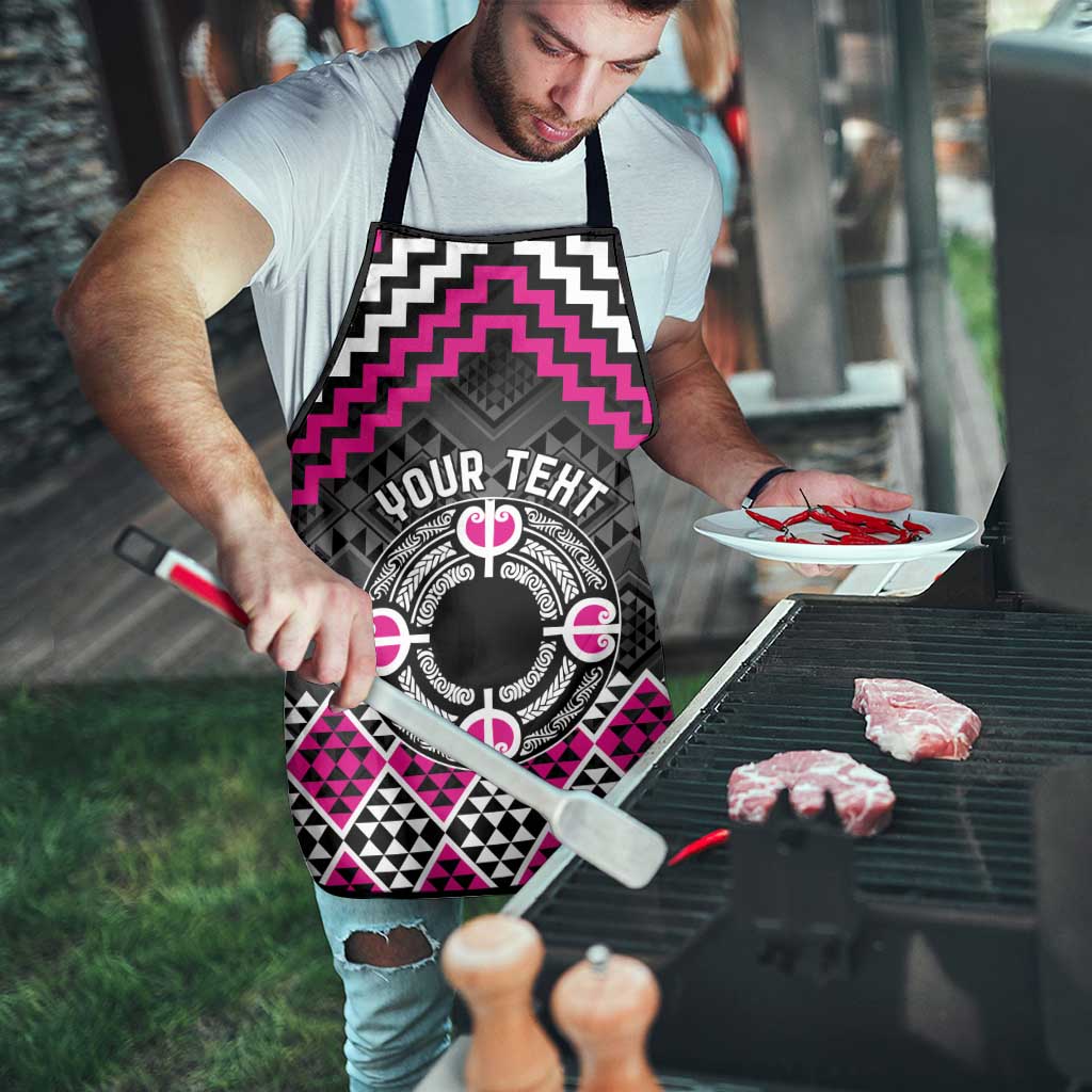 Personalised Aotearoa Niho Taniwha Motif Apron Pink Style - Polynesian Pride