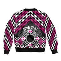 Personalised Aotearoa Niho Taniwha Motif Bomber Jacket Pink Style