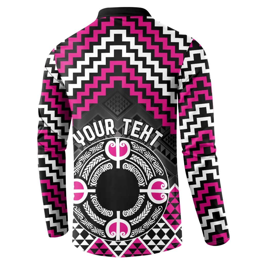 Personalised Aotearoa Niho Taniwha Motif Button Sweatshirt Pink Style