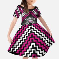 Personalised Aotearoa Niho Taniwha Motif Family Matching Mermaid Dress and Hawaiian Shirt Pink Style LT9 Daughter's Dress Pink - Polynesian Pride