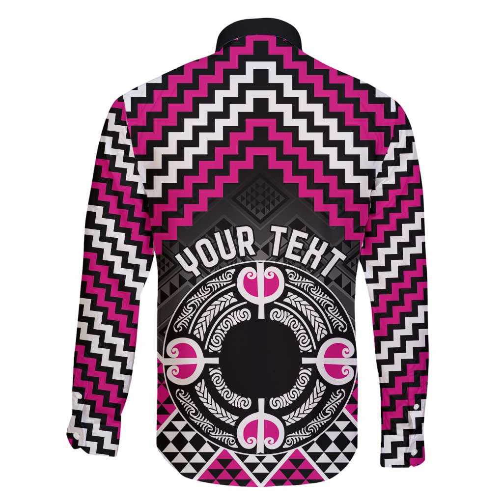 Personalised Aotearoa Niho Taniwha Motif Family Matching Mermaid Dress and Hawaiian Shirt Pink Style LT9 - Polynesian Pride