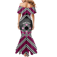 Personalised Aotearoa Niho Taniwha Motif Family Matching Mermaid Dress and Hawaiian Shirt Pink Style LT9 - Polynesian Pride