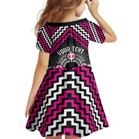 Personalised Aotearoa Niho Taniwha Motif Family Matching Off Shoulder Maxi Dress and Hawaiian Shirt Pink Style LT9 - Polynesian Pride